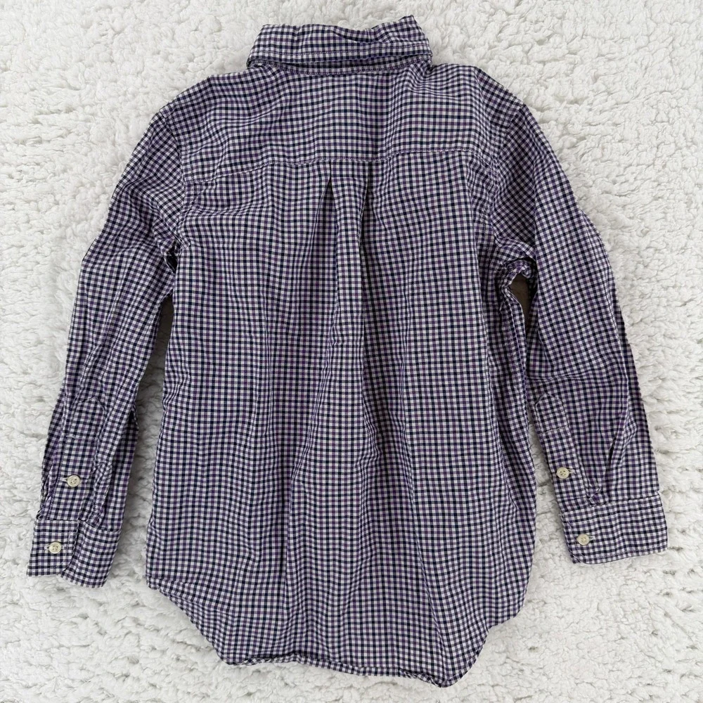 Ralph‎ Lauren Dress Shirt Boys 5 Purple Gingham Button Down Long Sleeve Logo